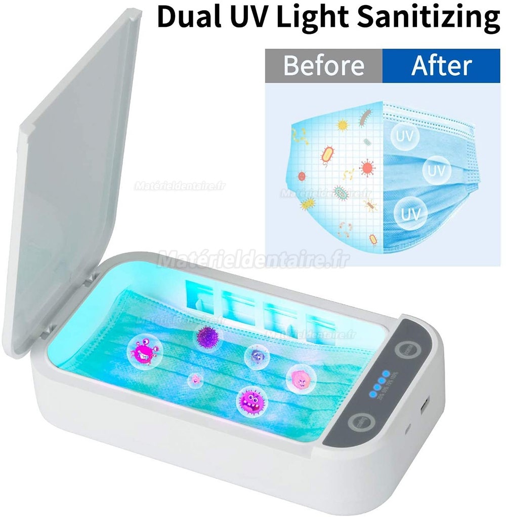 HURRISE Boîte UV de téléphone portable Boîte Ultraviolette UVC  Multifonction Boîte de Nettoyant UV de Bijoux Chargeur de
